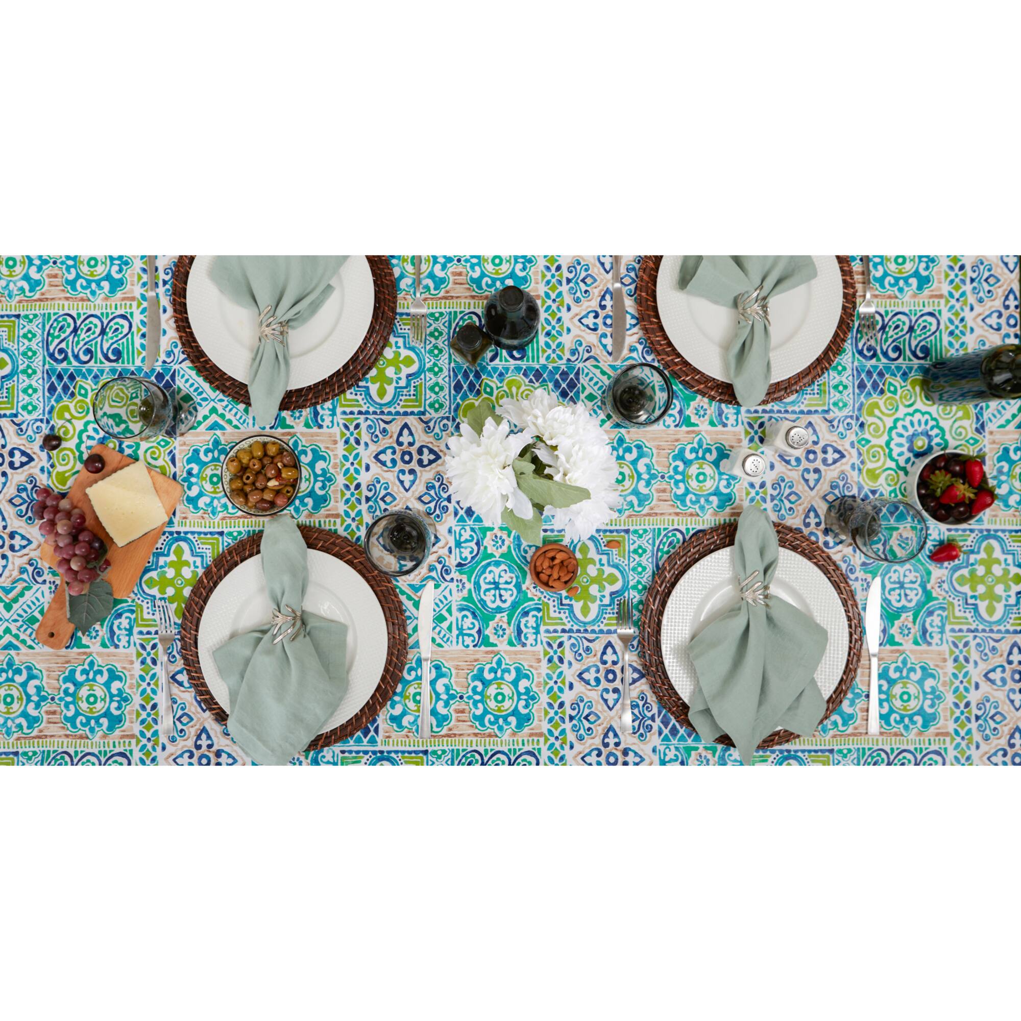 Spanish Tile Vinyl Tablecloth 70" Round